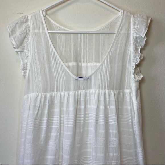 REBECCA MINKOFF Rose Flutter Sleeve Babydoll Lace Mini Dress White Sz Small - Picture 11 of 14